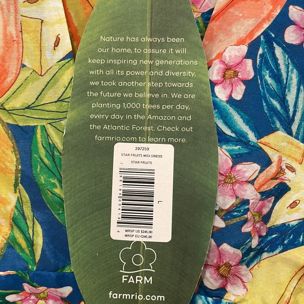 NWT FARM Rio Star Fruits Midi Dress, L - Picture 11 of 13